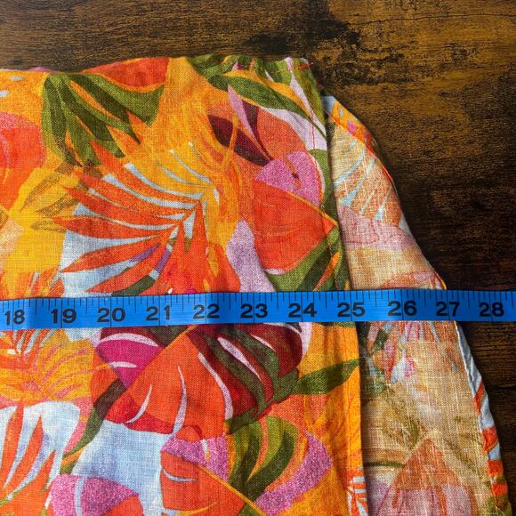 C&C California Leaf Print 100% Linen Tunic Size 1X Resort Beach Boho Relaxed - Picture 9 of 9